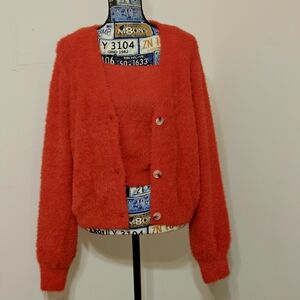 Willow & Wind Women's M Burnt Orange 2 pc Set Cardigan/Sweater with Top Soft